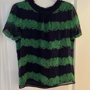 Black and Green Floral Blouse